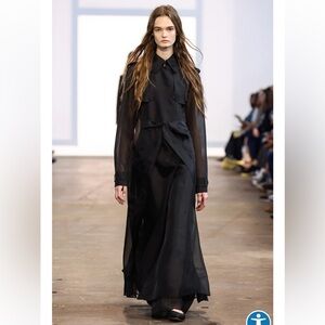 Gabriela Hearst Eithne Sheer Trench Coat in Black Silk Organza